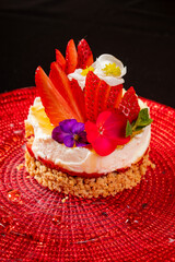 Wall Mural - dessert for Valentine's Day with edible flowers