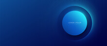Abstract Blue Circle Geometric Simple Lines Background. Futuristic Technology Banner. Vector