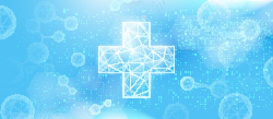 Wall Mural - abstract medical cross shape and science concepts on a soft blue background. healthcare and medical 