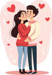 Wall Mural - vector illustration with a couple of love. happy valentines day. happy valentines day concept. romantic date. vector illustration. isolated flat style.