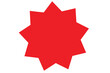 et of red price sticker, sunburst badges icon. Stars shape with different number of rays. Red starburst speech bubble set or labels