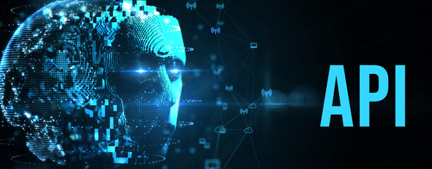 API - Application Programming Interface. Software development tool. Business, modern technology, internet and networking concept. 3d illustration
