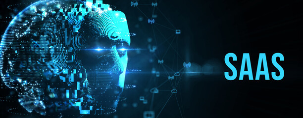 Software as a Service SaaS. Software concept. Business, modern technology, internet and networking concept. 3d illustration