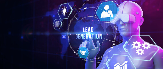 Wall Mural - Lead Generation. Finding and identifying customers for your business products or services. Finance concept. 3d illustration