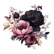 dark moody florals watercolor illustration