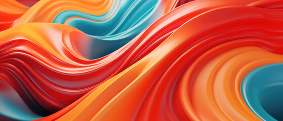 Poster - Colorful, flowing lines creating a smooth, liquid-like texture in a 3D abstract design.