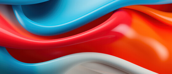 Poster - Colorful, flowing lines creating a smooth, liquid-like texture in a 3D abstract design.