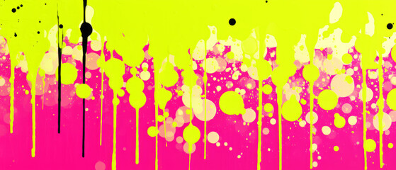 Wall Mural - Abstract composition of splattered and streaked paint in bright neon colors.