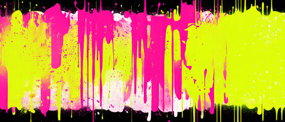 Wall Mural - Neon paint streaks in pink, yellow, and green create a vibrant graffiti-style backdrop.