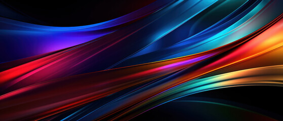 Wall Mural - Futuristic 3D abstract with glowing neon lines in blue, purple, and pink.
