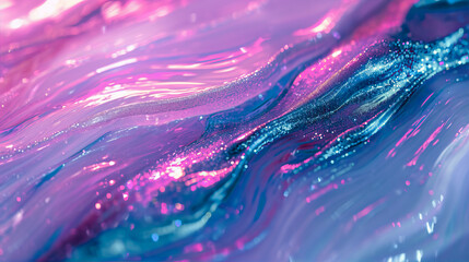 Wall Mural - Beautiful abstract background with liquid paint of blue, purple, pink and glitter
