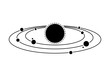Set black line solar system planet stars science icon vector design