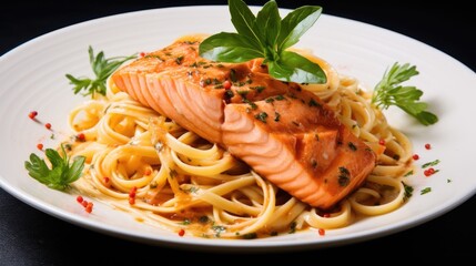 Sticker - Salmon pasta dish.. Generative AI