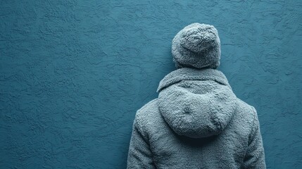 Wall Mural -  a person wearing a hoodie standing in front of a blue wall with a hoodie on it's head and a blue wall behind him is a blue wall.