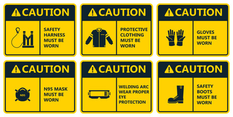 Wall Mural - Set of industrial warning sign