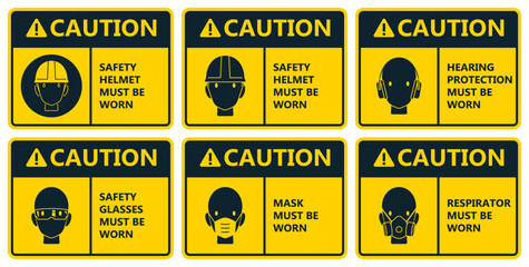 Wall Mural - Set of industrial warning sign