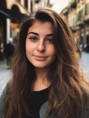 Wall Mural - Portrait of a young italian girl in the street of a city 