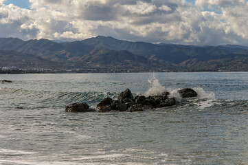 waves on the Mediterranean sea in winter on the island of Cyprus 4