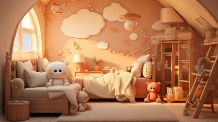 Cozy toddler's haven, warm hues ::1 realistic photo, soft pastel palette, playful decor, cuddly toys, inviting ambiance --ar 16:9 --stylize 250 --v 5.2 Job ID: 93ac7c36-db3c-483f-9625-975eb7b6cd58 Gen