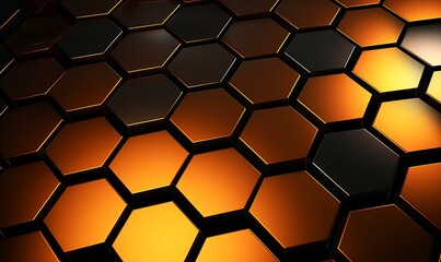 Wall Mural - PowerPoint background | GENRE: Pattern Patterns, textures, 3D, hexagons, metallic. Generative Ai

