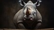  a close up of a rhino's face with it's mouth open and it's eyes wide open, with a black background of wood and dark.