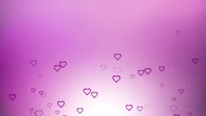 Wall Mural - Abstract seamless loop violet glitter with hearts symbols motion backgrounds. Valentine's day holidays copy space greeting card