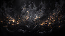 Thick Dark Smoky Fiery Gray And Black Artwork Backdrop Or Banner