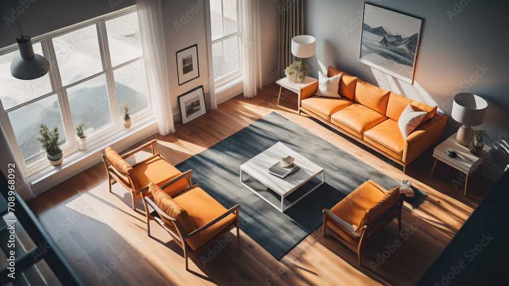 Living room interior top view Stock Photo | Adobe Stock