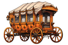3D Illustration Of Stagecoach Isolated On PNG Background. Generative Ai.