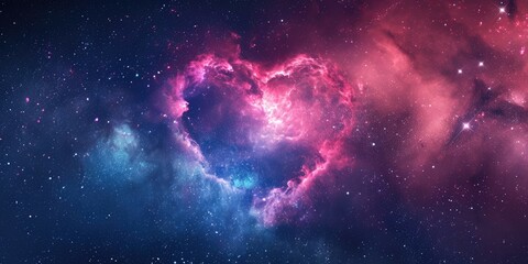 heart nebula in space with coloful background and stars for love and romance