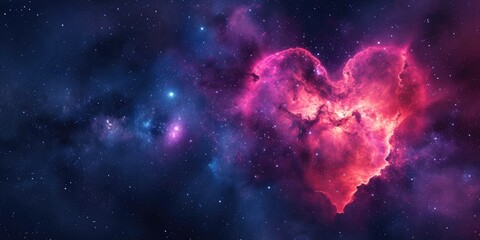Wall Mural - heart nebula in space with coloful background and stars for love and romance