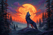 Wolf's Howl in the Glow of Celestial Radiance