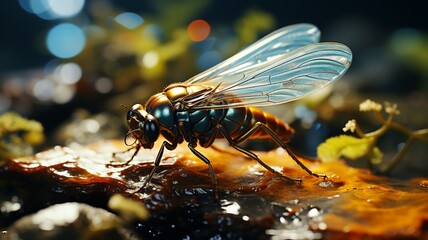 Mesmerizing Depiction of a Small Insect Amidst a Skillfully Defocused Background - AI Generative