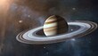 saturn planet with rings in outer space among star dust and srars elements of this image furnished by nasa