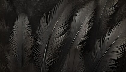 beautiful fluffy dark black feather pattern texture background