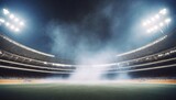 Fototapeta Sport - bright stadium arena lights and smoke