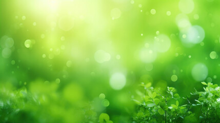 Wall Mural - Close-up of fresh green leaves with morning dew, capturing the essence of spring and natural freshness.