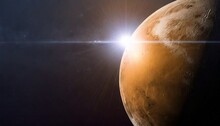 Mars High Resolution Image Mars Is A Planet Of The Solar System Sunrise With Lens Flare Elements Of This Image Furnished By Nasa