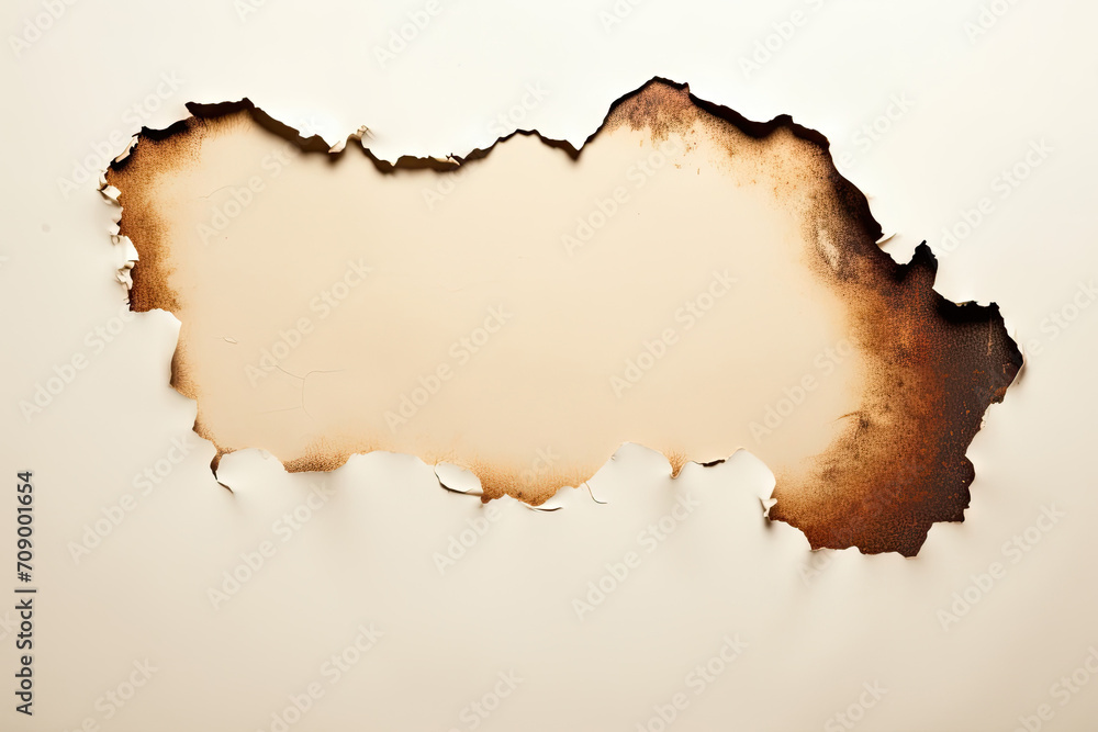 burnt holes in a piece of paper isolated on white background.burn paper ...