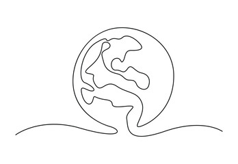 Continuous single line drawing of a world map. Isolated on white background vector illustration. Free vector.