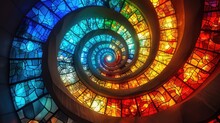 Stained Glass Window Background With Colorful Abstract