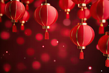 Red Chinese lanterns on a dark background. This asset is perfect for Chinese New Year or Asian-themed designs, festive decorations, cultural events, or traditional celebrations.