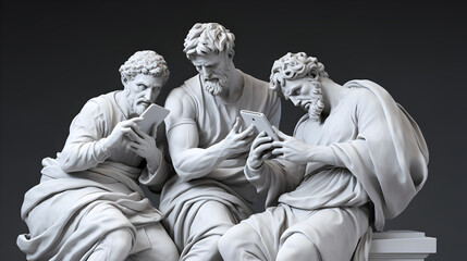  Ancient Greek gods in sculptures holding smartphones