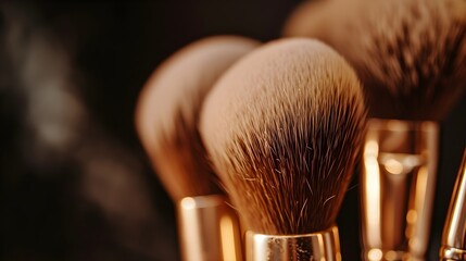 Professional makeup brushes close-up