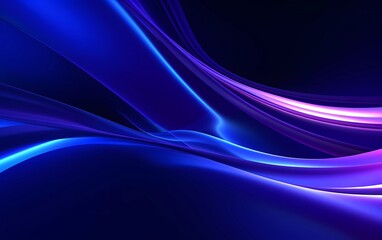 Wall Mural - 3d render, dark blue background abstract shapes glowing in the ultraviolet spectrum, curved neon lines. generative ai