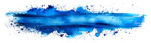 Vibrant Blue Paint Stroke With Dynamic Splatters, Isolated On Transparent Or White Background