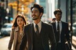 オフィス街を歩くスーツ姿の男女, Generative AI