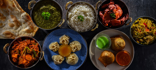 Wall Mural - Composition with indian dishes.