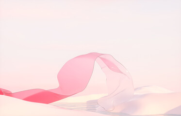 Aufkleber - Romantic podium with red crystal silk on winter landscape background. 3d rendering.