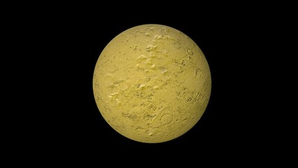 Wall Mural - An abstract yellow planet is moving in the space of the universe. A lifeless Planet in an open black galaxy.
